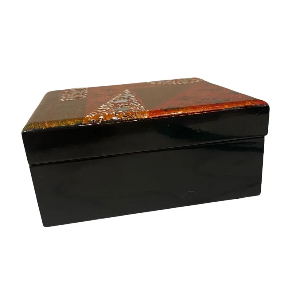 Art Deco Black Brown Jewelry Organizer Box Bracelets Earrings Necklaces